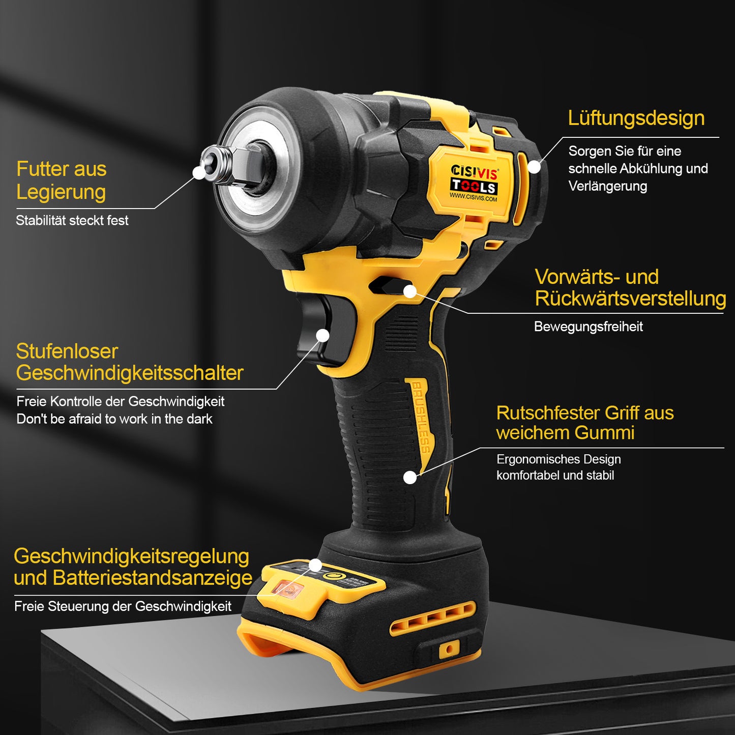 500N Original Pin Impact Wrench Bare Machine DE
