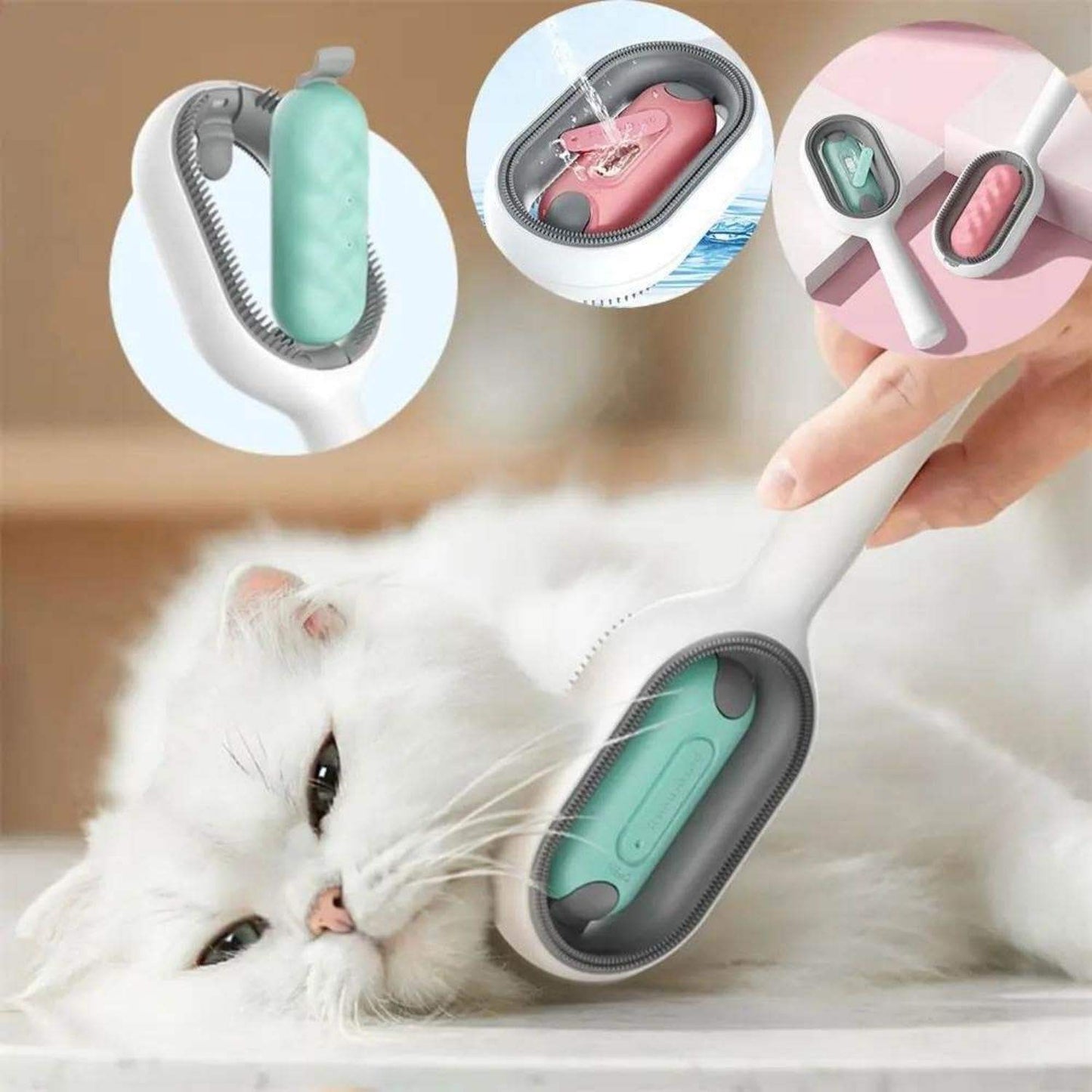 2-in-1 Auto-Reinigungsbürste und Katzenpflegebürste